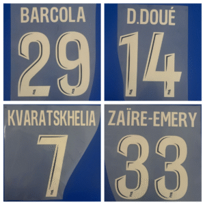PSG 2024 2025 Paris fourth KVARATSKHELIA D.DOUE O.DEMBELE 2024-25 soccer number