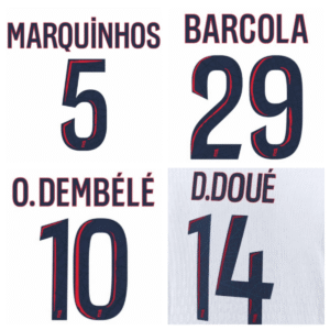 PSG 2024 2025 Paris away KVARATSKHELIA D.DOUE O.DEMBELE 2024-25 soccer number