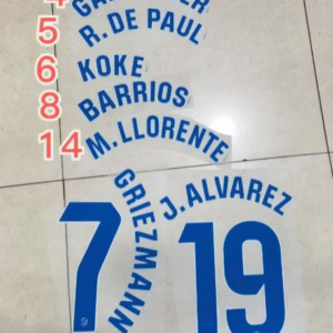 2025 2026 La Liga Atlético Madrid home GRIEZMANN J.ALVAREZ ÁLEX B. 25-26 soccer number