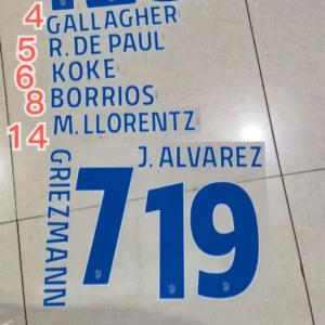 2025 2026 Champions League Atlético Madrid home GRIEZMANN J.ALVAREZ ÁLEX B. 25-26 soccer number