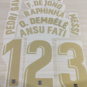 La Liga 2022 2023 Barcelona player version Messi PEDRI LEWANDOWSKI F.DE JONG 22-23 Dark Beige Football number blue logo