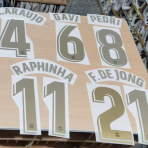 La Liga 2020 2021 Barcelona fan version Messi PEDRI F.DE JONG 20-21 golden Football number black logo