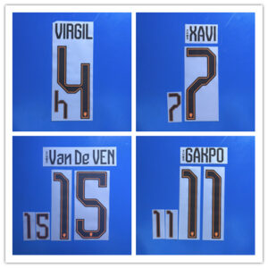2026 World Cup Netherlands football team home VIRGIL XAVI VAN DE VEN F.DE JONG orange logo soccer number