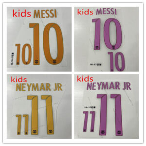 Kids plastic material Barcelona 15-17 premier league MESSI NEYMAR JR white soccer Number Height 23.3cm