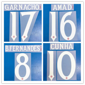 2025 2026 2027 Champions League Manchester United home B.FERNANDES CUNHA MAINOO 25-27 white football number
