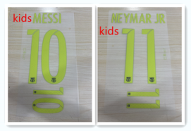 Kids 2016 2017 Barcelona  MESSI NEYMAR JR  16/17 jersey number height 23.2cm