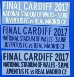 match details FINAL CARDIFF 2017 JUVENTUS FC vs REAL MADRID CF Small letters on the chest patch