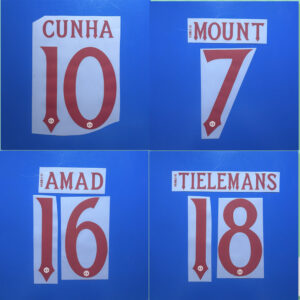 2025 2026 2027 Champions League Manchester United third B.FERNANDES CUNHA MAINOO 25-27 football number